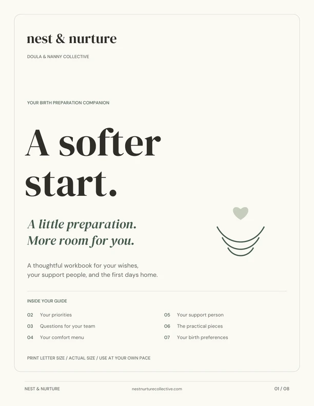 A Softer Start, the Nest & Nurture birth preparation guide